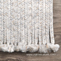 indoor outdoor white bohemian rug tassel